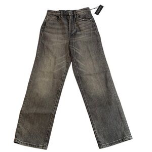NWT BLANK NYC Baxter Ribcage Straight Jeans stonewashed Black, 25, button fly